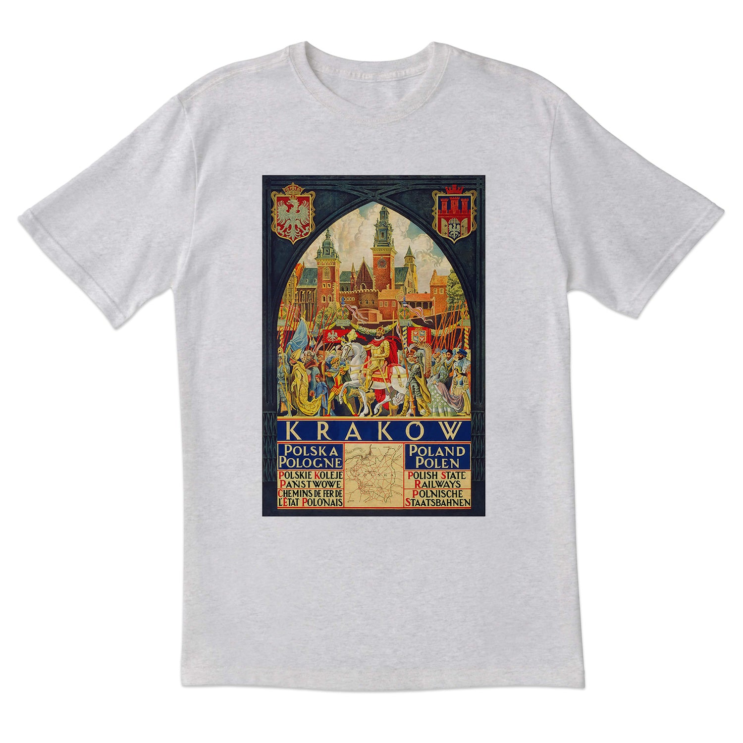 Vintage Poster Krakow Polish Railways Short Sleeve Tshirt