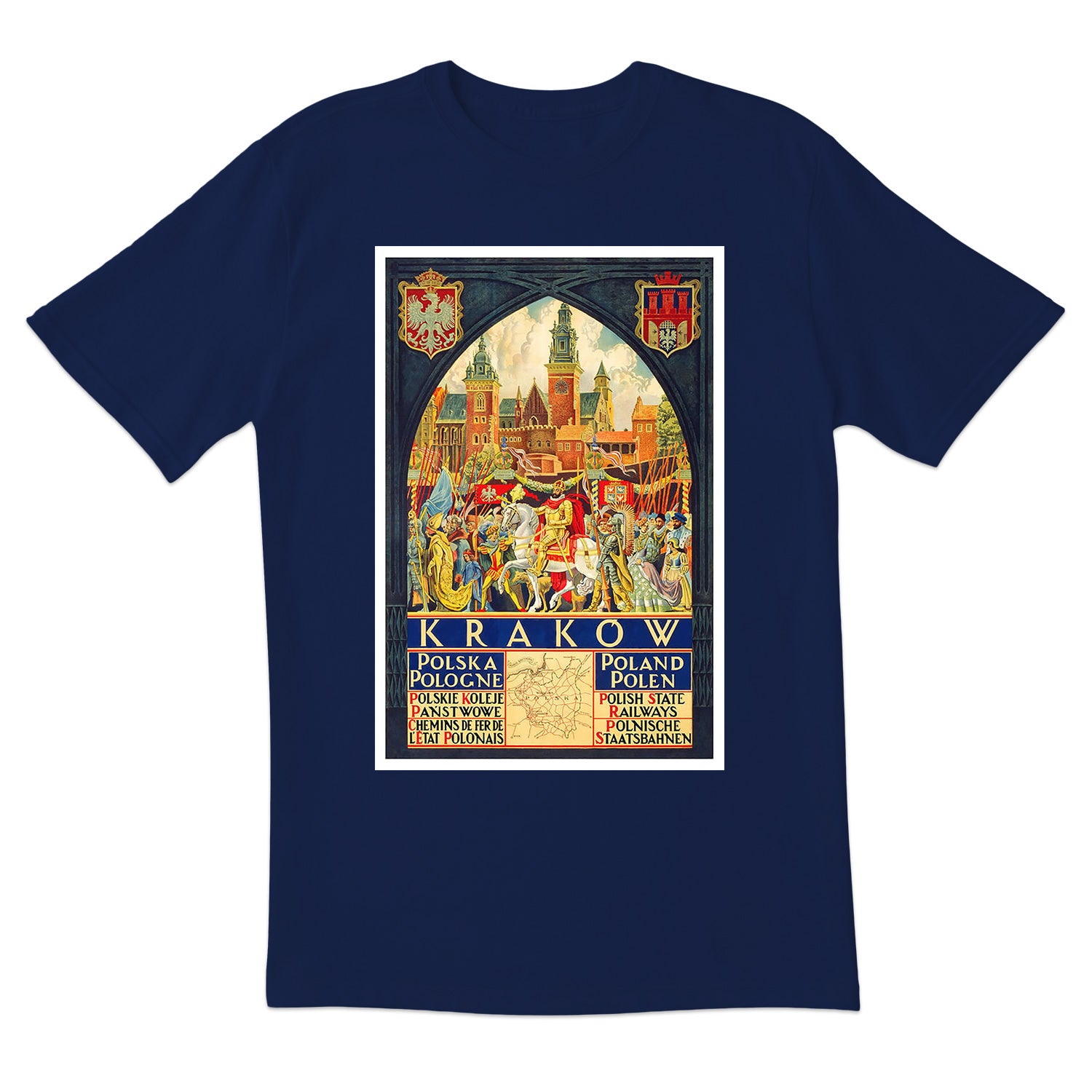 Vintage Poster Krakow Polish Railways Short Sleeve Tshirt