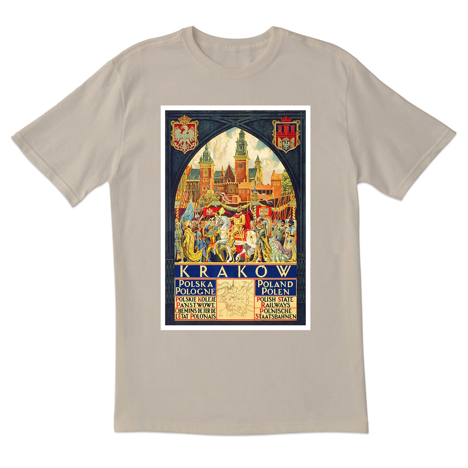 Vintage Poster Krakow Polish Railways Short Sleeve Tshirt