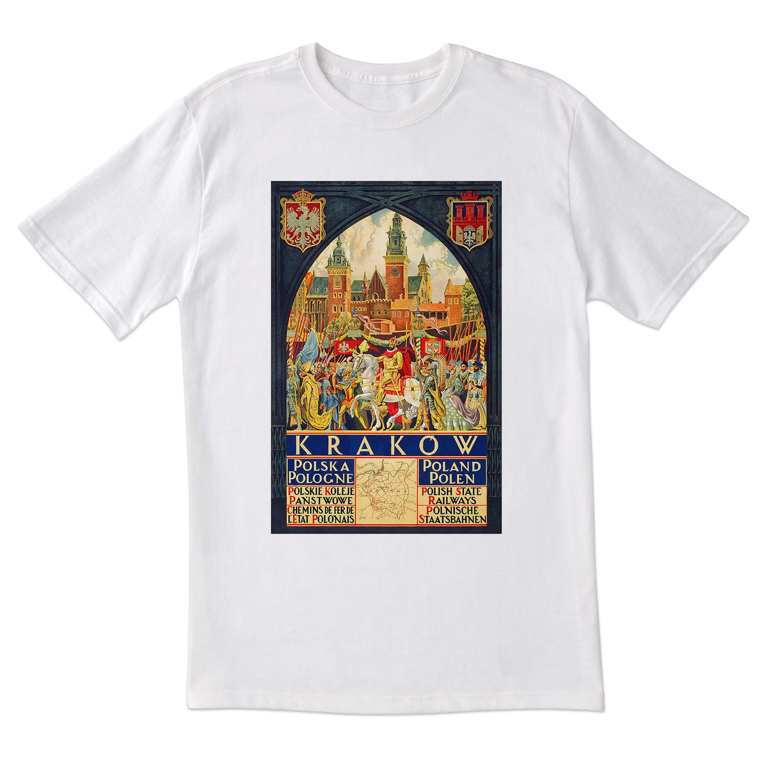 Vintage Poster Krakow Polish Railways Short Sleeve Tshirt