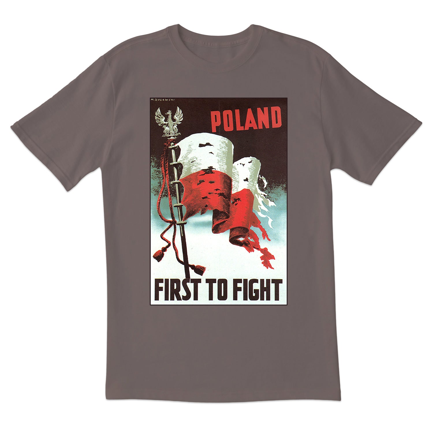 Vintage Poster 1939 Poland First To Fight Short Sleeve Tshirt