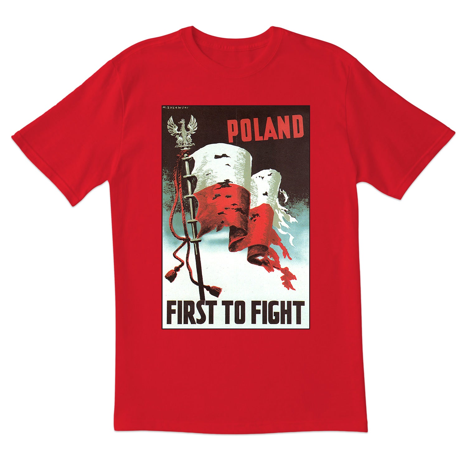 Vintage Poster 1939 Poland First To Fight Short Sleeve Tshirt