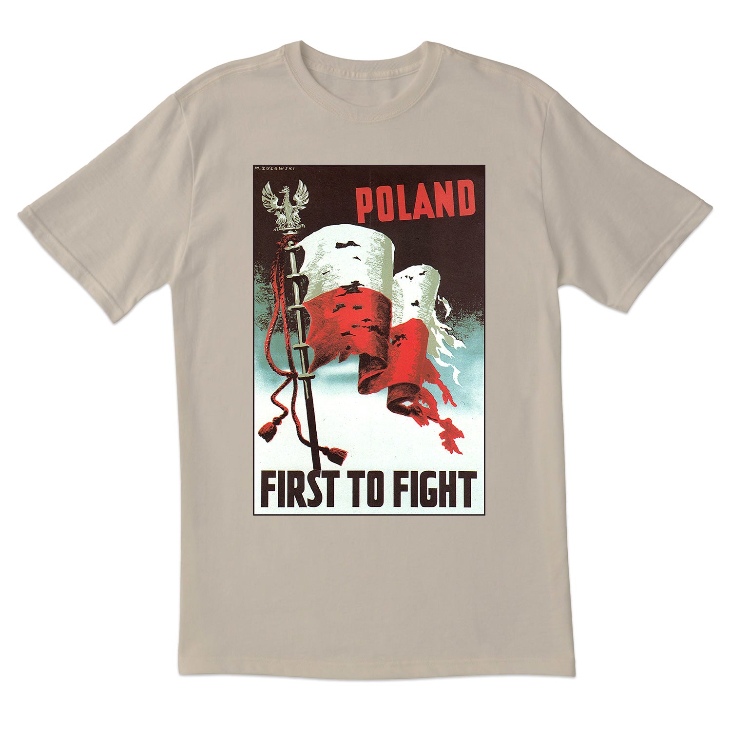 Vintage Poster 1939 Poland First To Fight Short Sleeve Tshirt