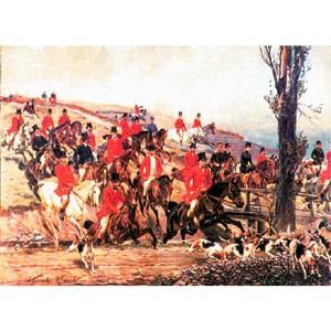Silkscreen - W.Kossak: Imperial Hunting in Godollo, 10" x 7"