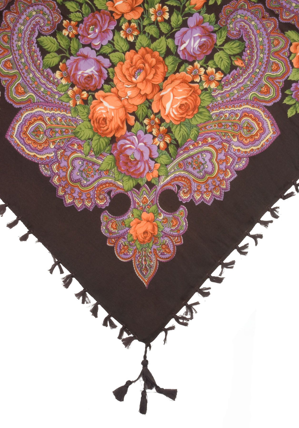 Polish Shawls - Traditional Folk Motif with Fringes, 40 inch