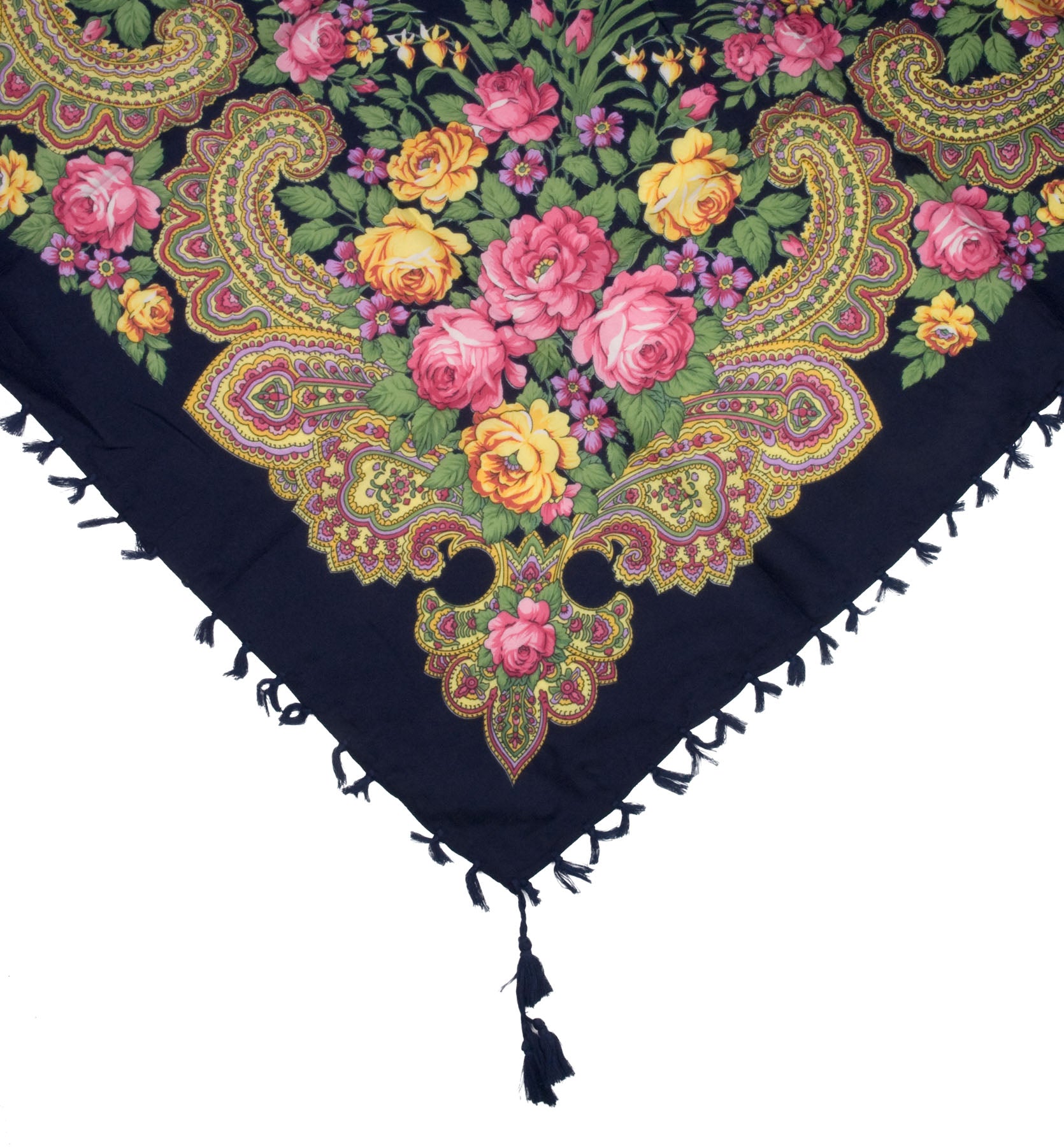 Polish Shawls - Traditional Folk Motif with Fringes, 40 inch