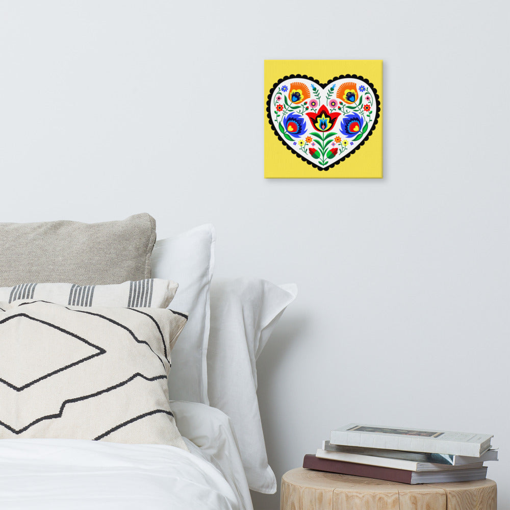 Folk Art Wycinanki Heart Canvas Print