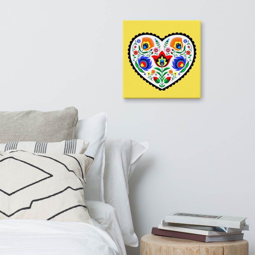 Folk Art Wycinanki Heart Canvas Print