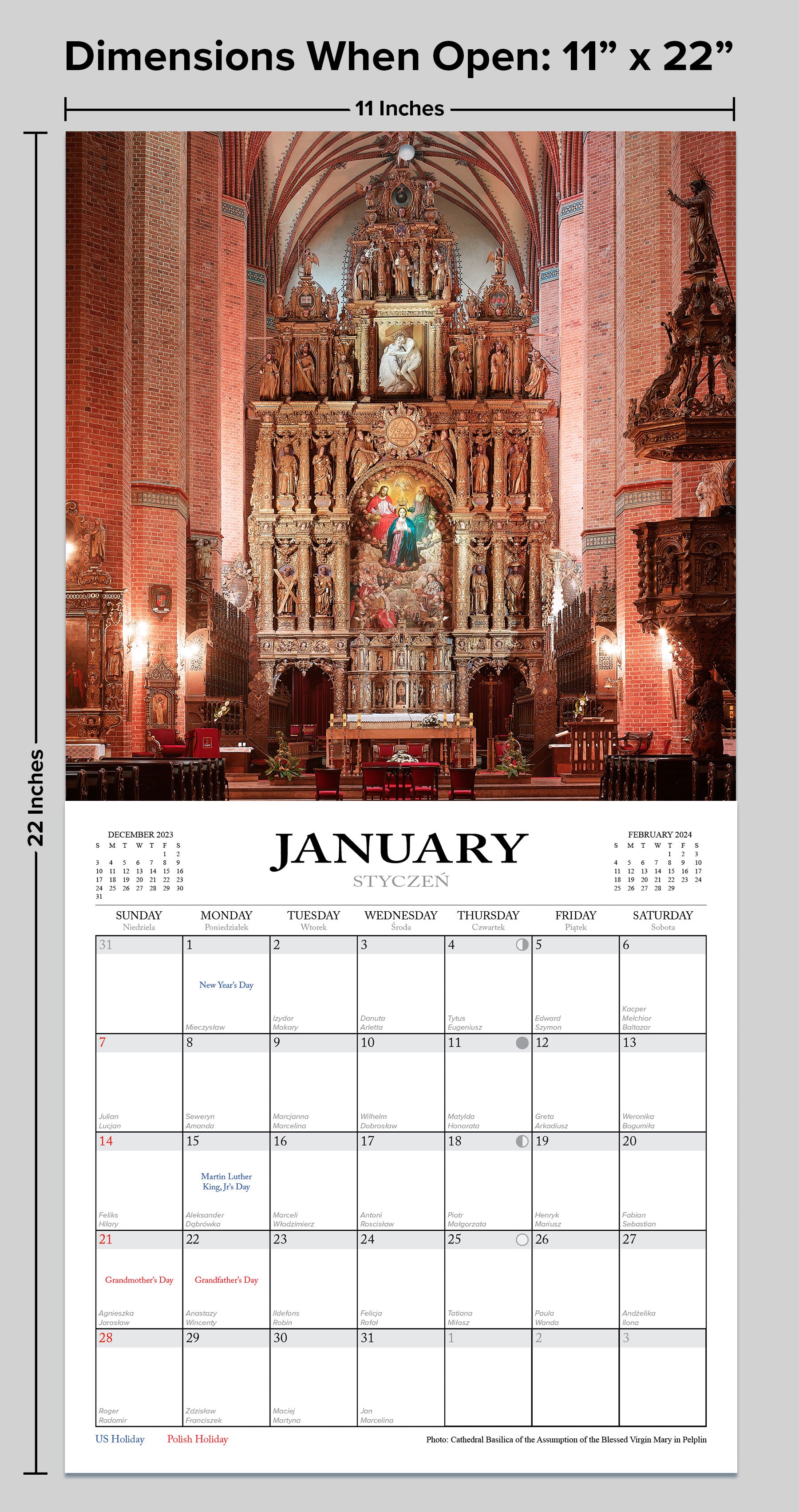 2024 Calendar - Churches of Poland, Ornate Altars