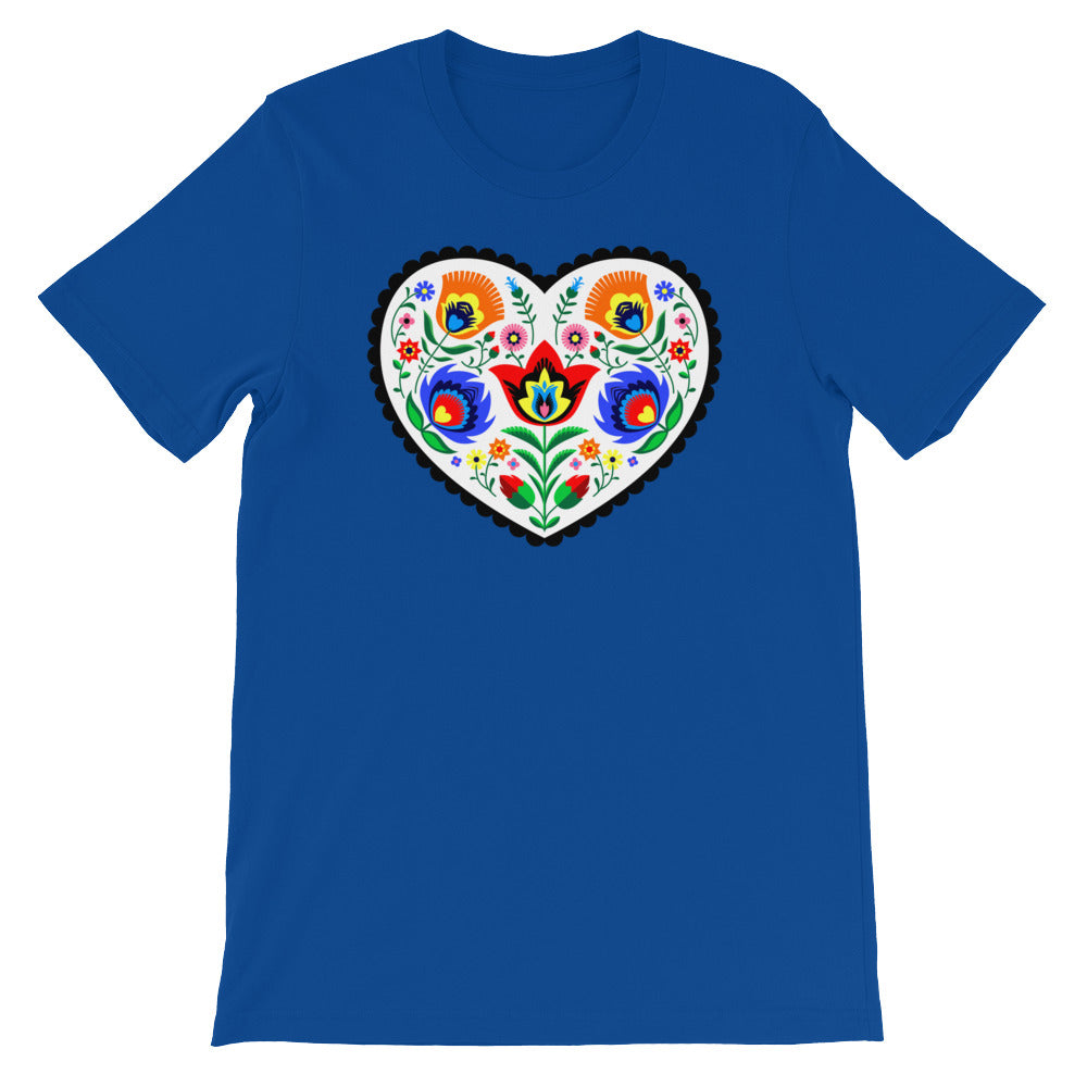 Folk Art Wycinanki Heart Short-Sleeve Unisex T-Shirt