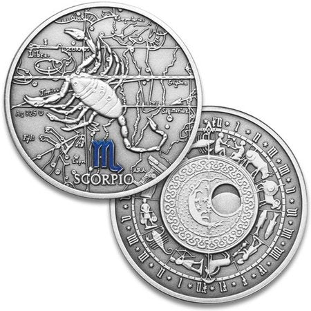 Oxidized 925 Proof Silver Medal - Scorpio, Oct 23 - Nov 21