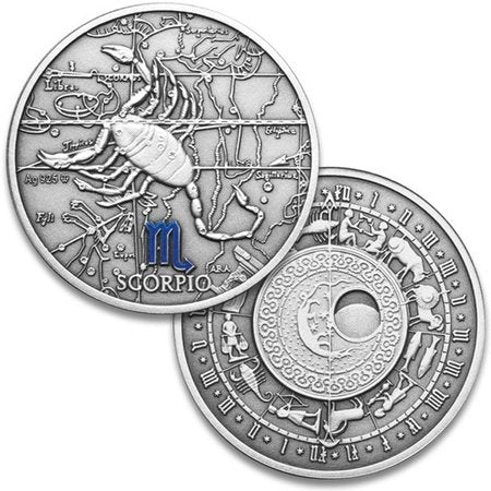 Oxidized 925 Proof Silver Medal - Scorpio,  Oct 23 - Nov 21