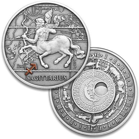 Oxidized 925 Proof Silver Medal - Sagittarius Nov 22 -Dec 21