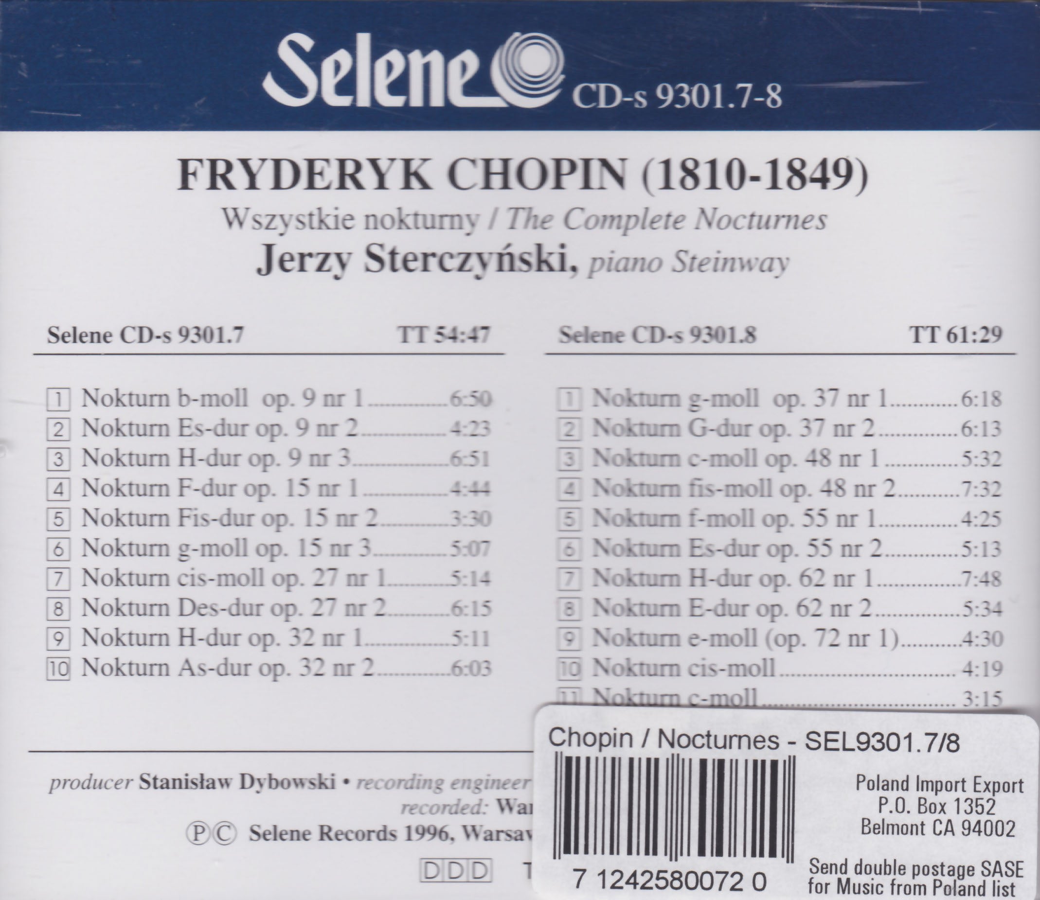 Chopin - The Complete Nocturnes - Jerzy Sterczynski