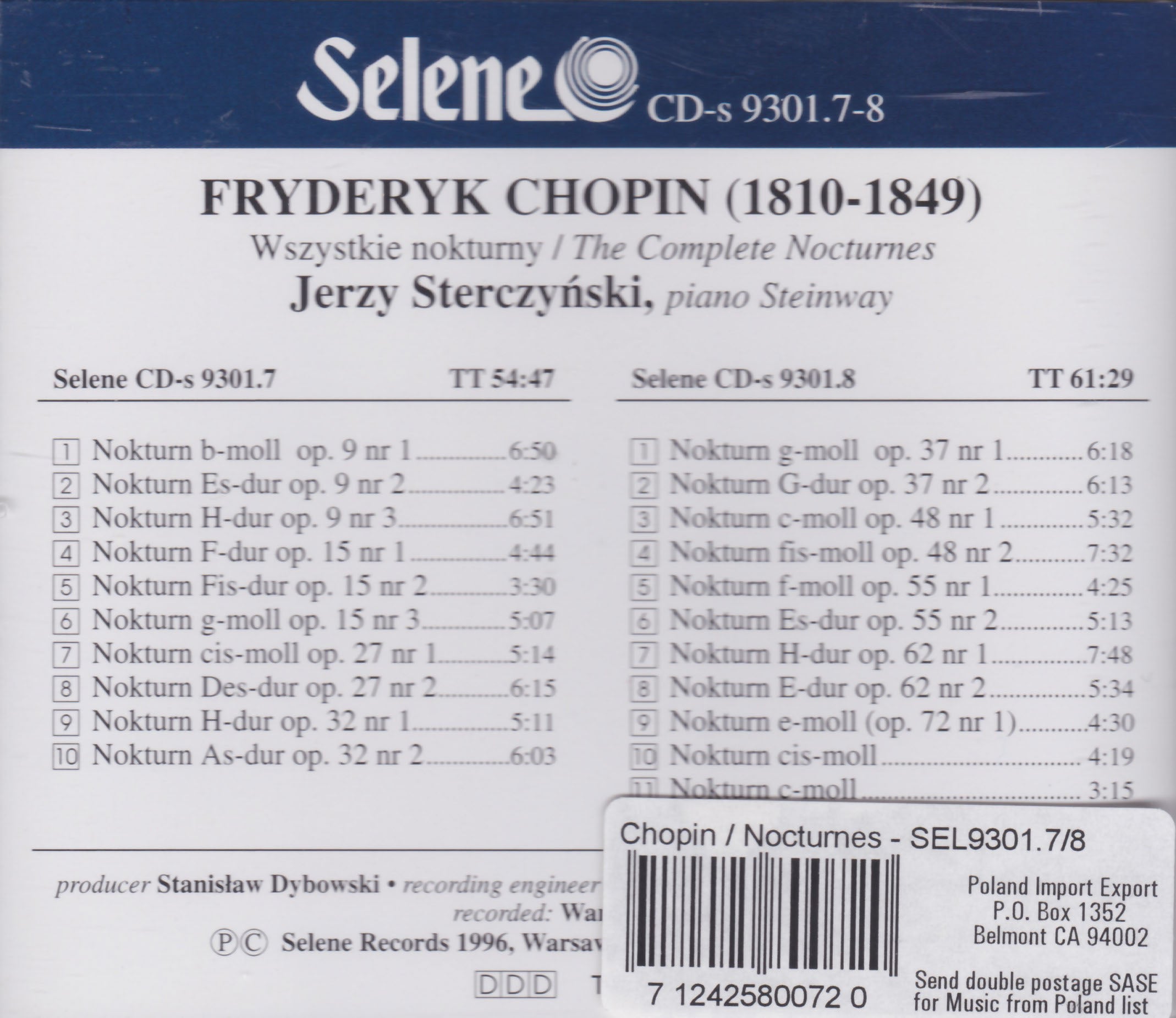 Chopin -  The Complete Nocturnes - Jerzy Sterczynski