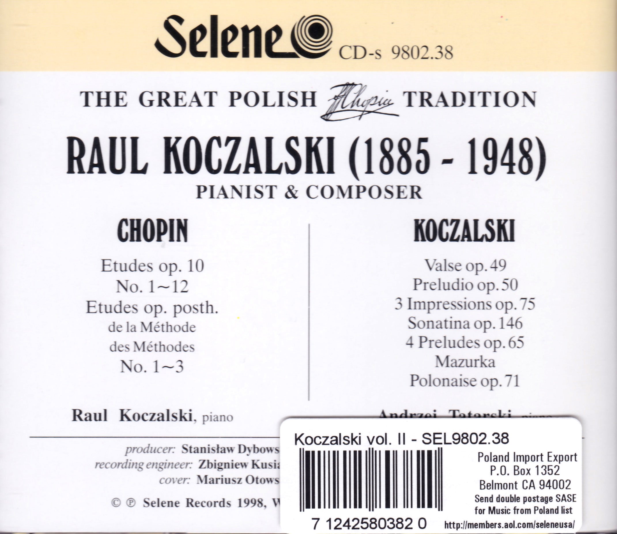 Raul Koczalski - Pianist & Composer Vol. 2