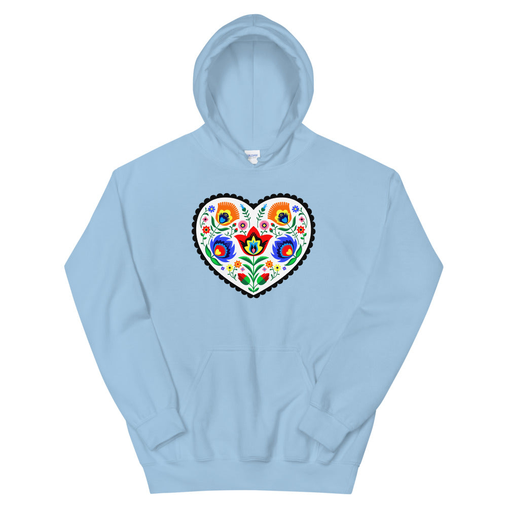 Wycinanki Heart - Folk Art Hooded Sweatshirt