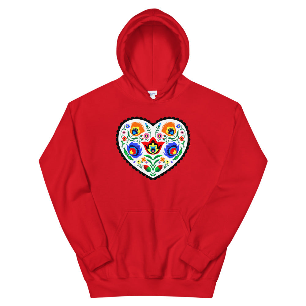 Wycinanki Heart - Folk Art Hooded Sweatshirt