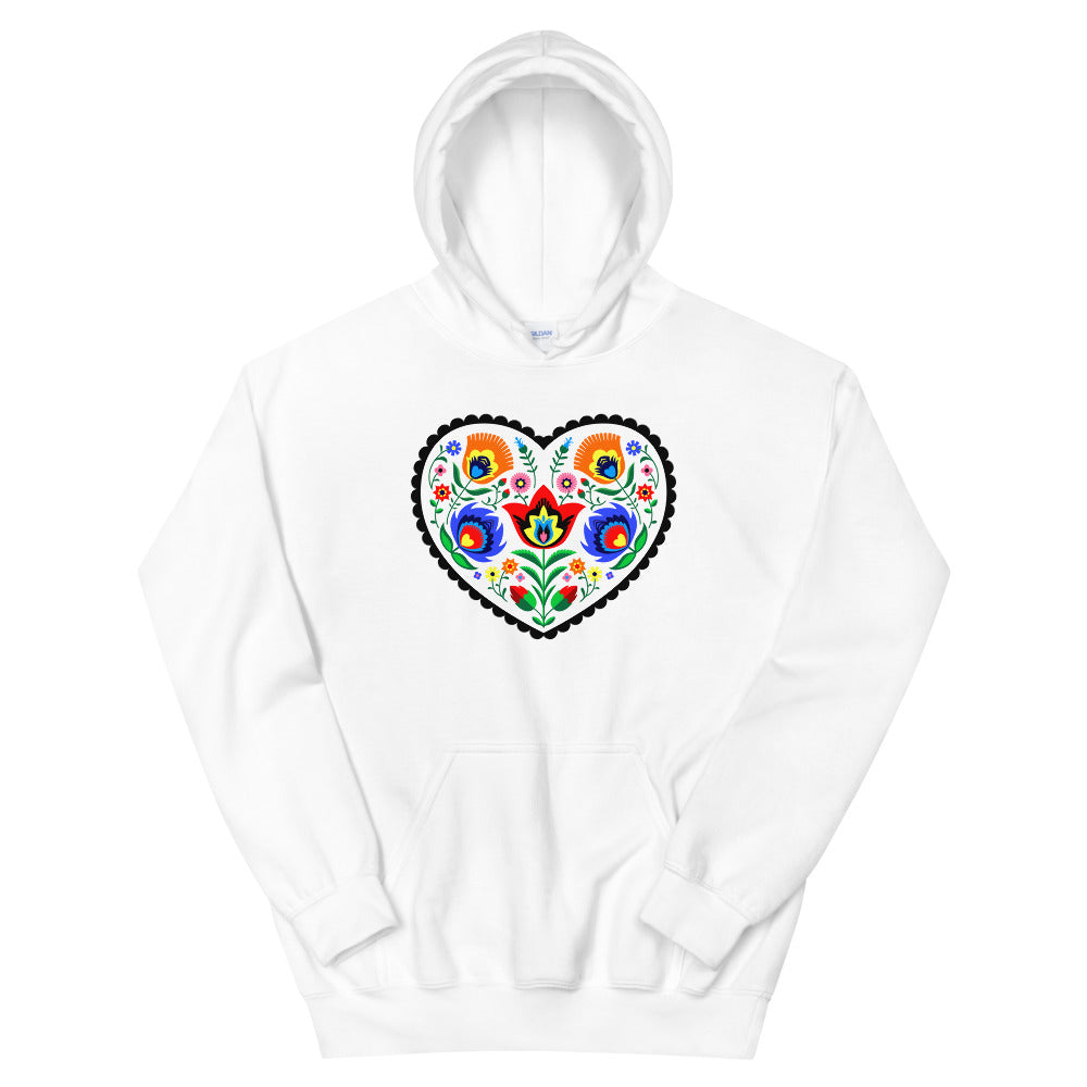 Wycinanki Heart - Folk Art Hooded Sweatshirt