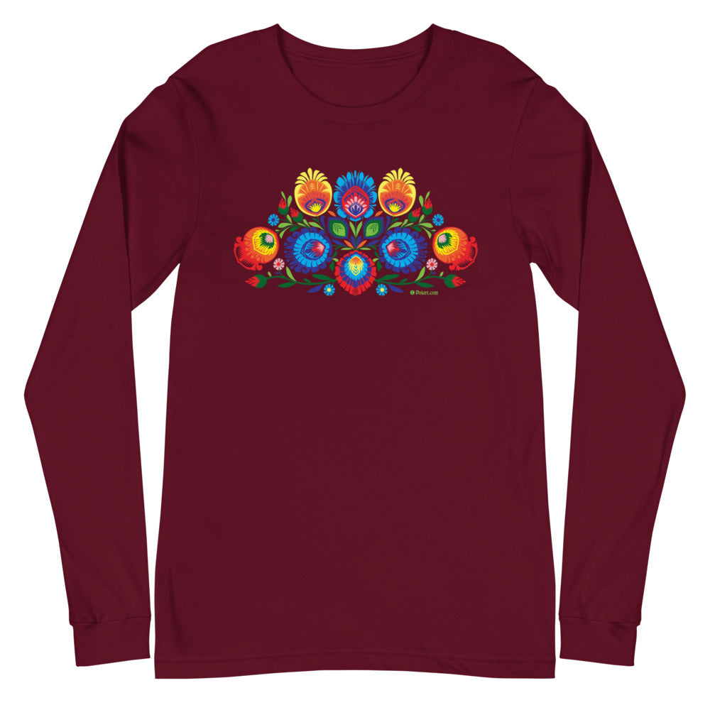 Folk Art (Wycinanki) Flowers Long Sleeve Tee