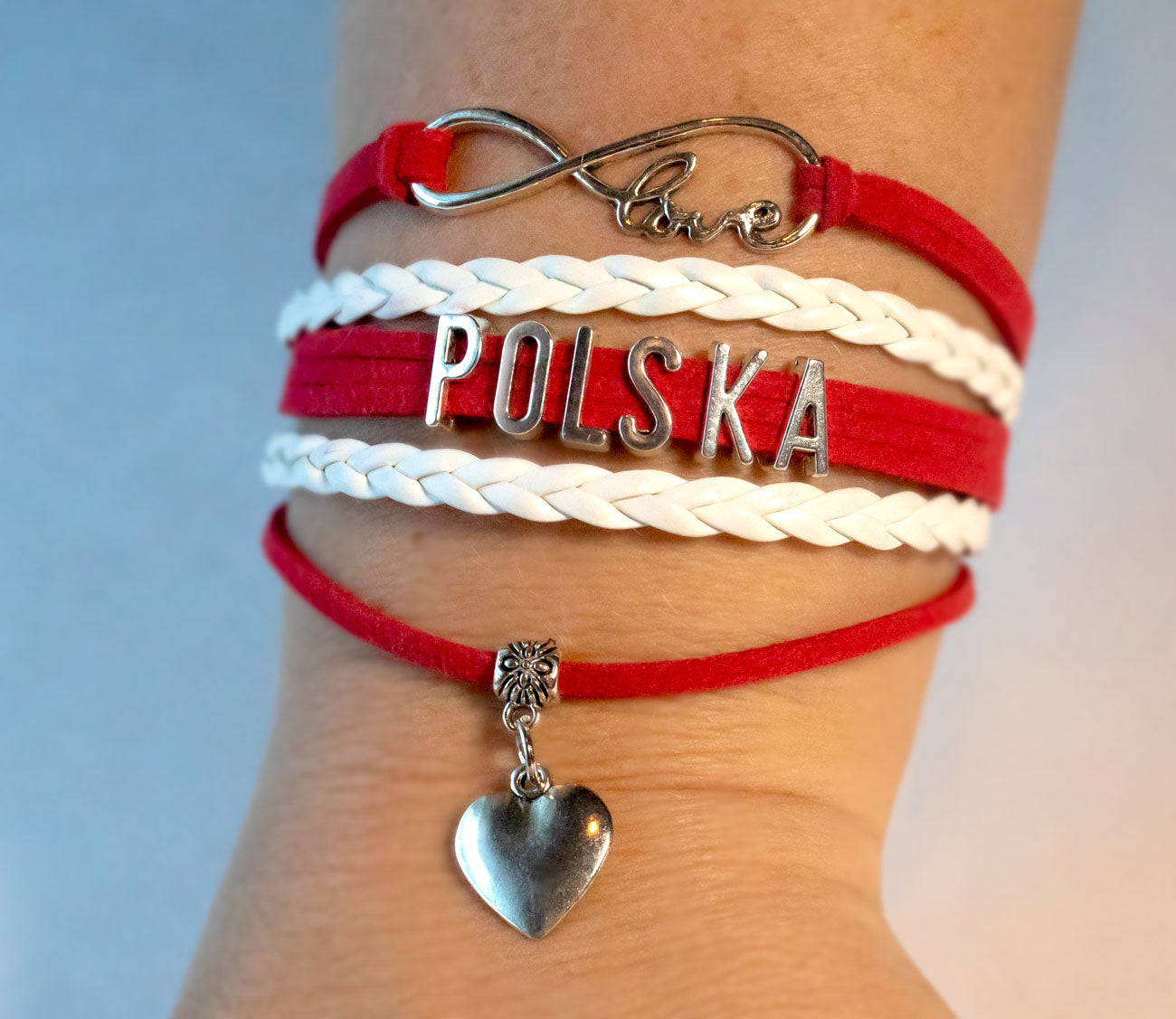 Love Polska Bracelet with Braids and Charms