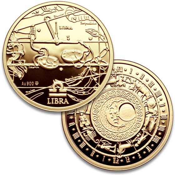 Zodiac 900 Proof Fine Gold (21.5K) Medal - Libra,  Sep 23 - Oct 22