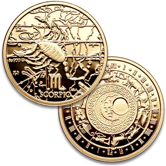 Zodiac 900pf Fine Gold (21.5K) Medal - Scorpio,  Oct 23 - Nov 21