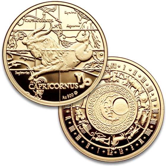 Zodiac 900pf Fine Gold (21.5K) Medal - Capricorn,  Dec 22 - Jan 19