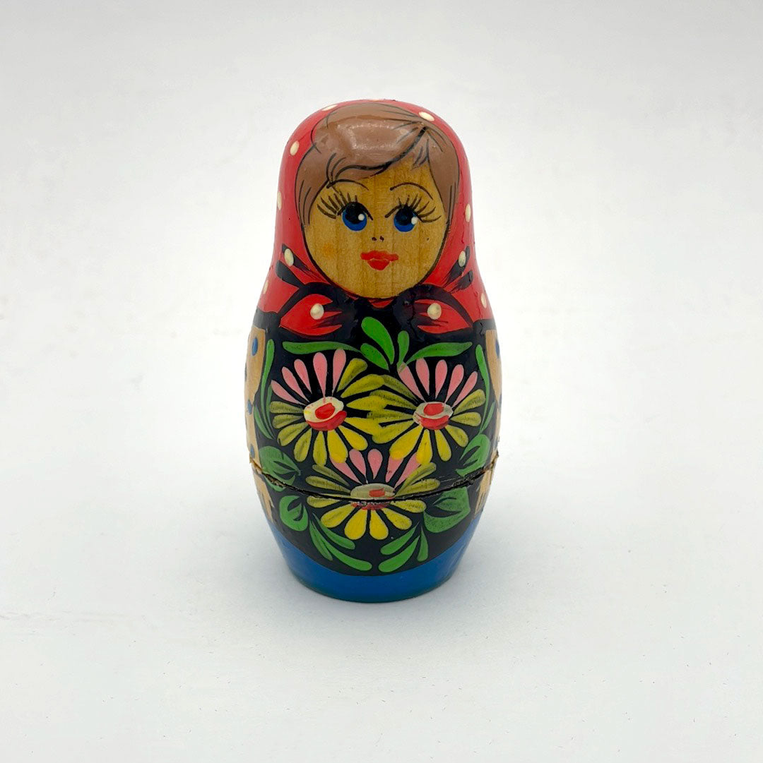 5 Piece Wooden Nesting Doll - Colorful 3.5"