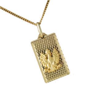 Gold 14k Rectangular a Polish White Eagle  Pendant