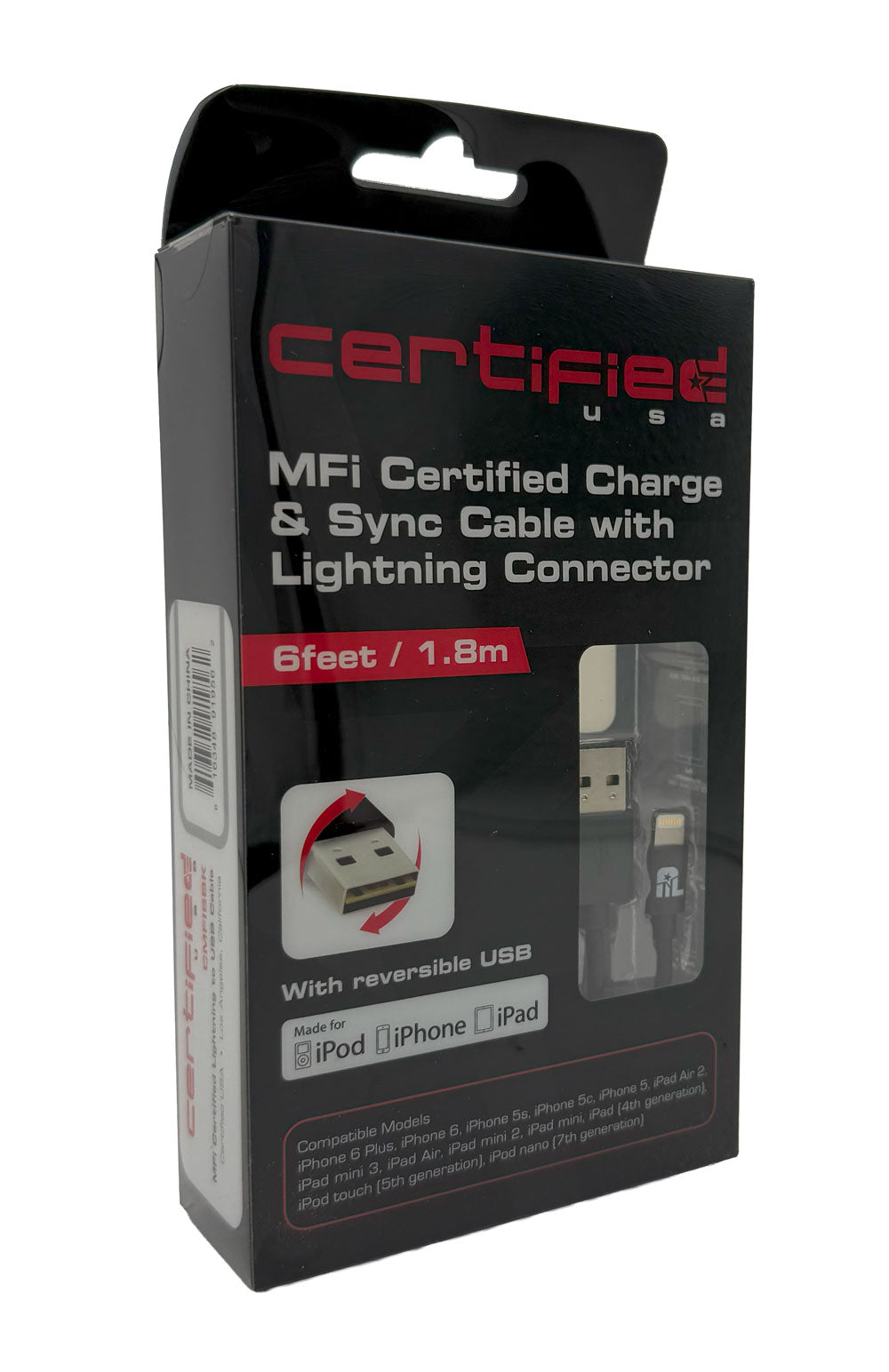 MFi Certified Charge & Sync Cable with Lightning Connector - 6 ft., Black