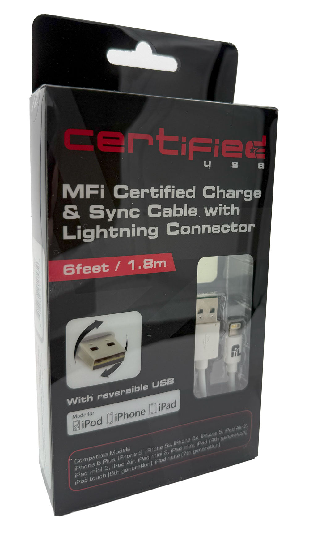 MFi Certified Charge & Sync Cable with Lightning Connector - 6 ft., White