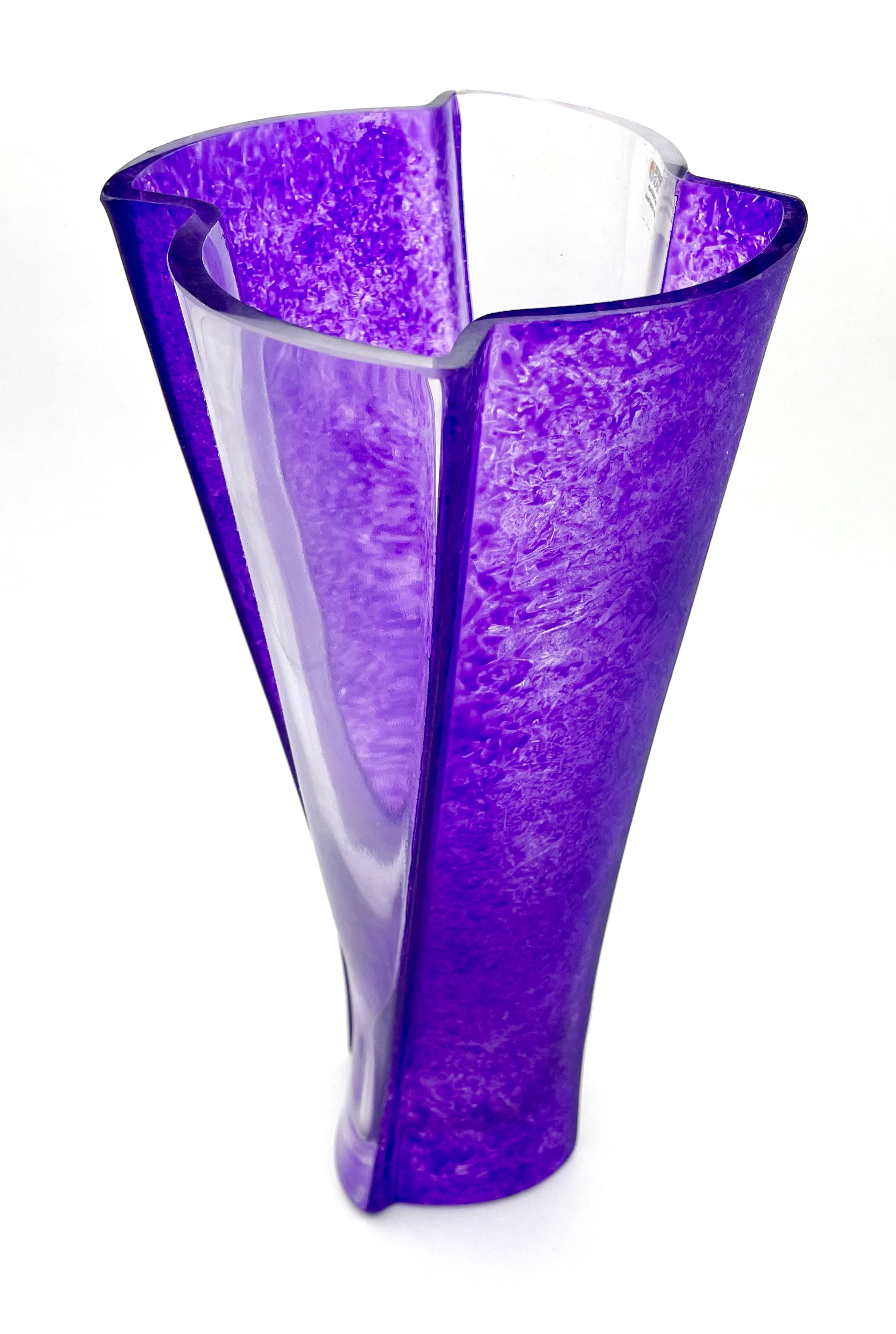 Glass Vase - Wavy Indigo Series, 12 inches Tall