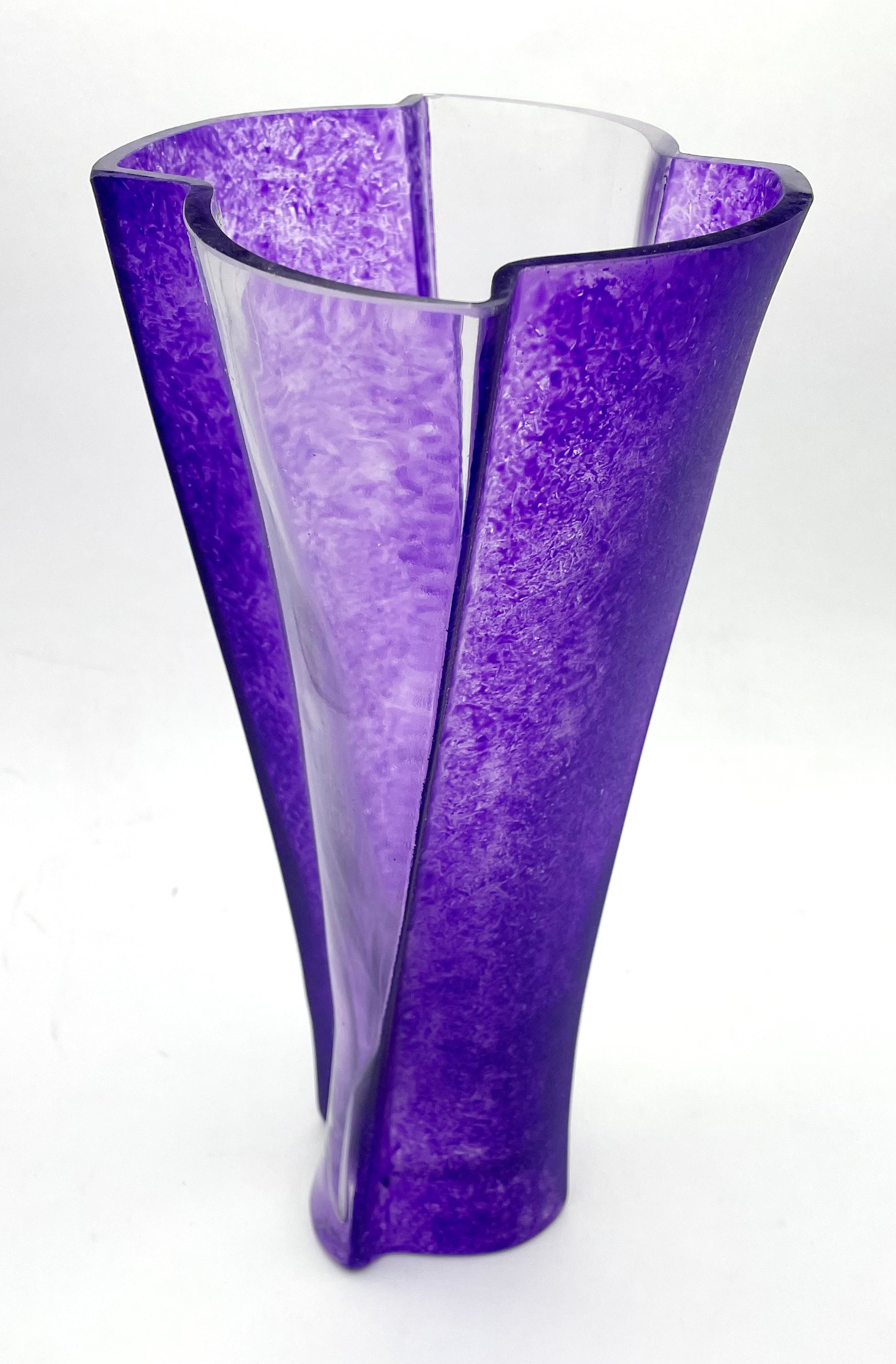 Glass Vase - Wavy Indigo Series, 12 inches Tall