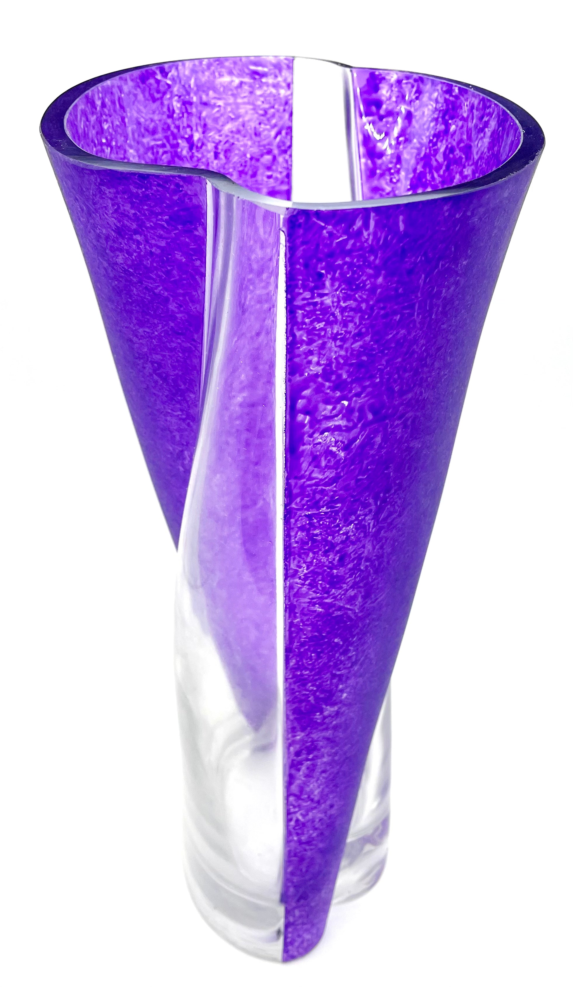 Glass Vase - Wavy Indigo Series, 14 inches Tall