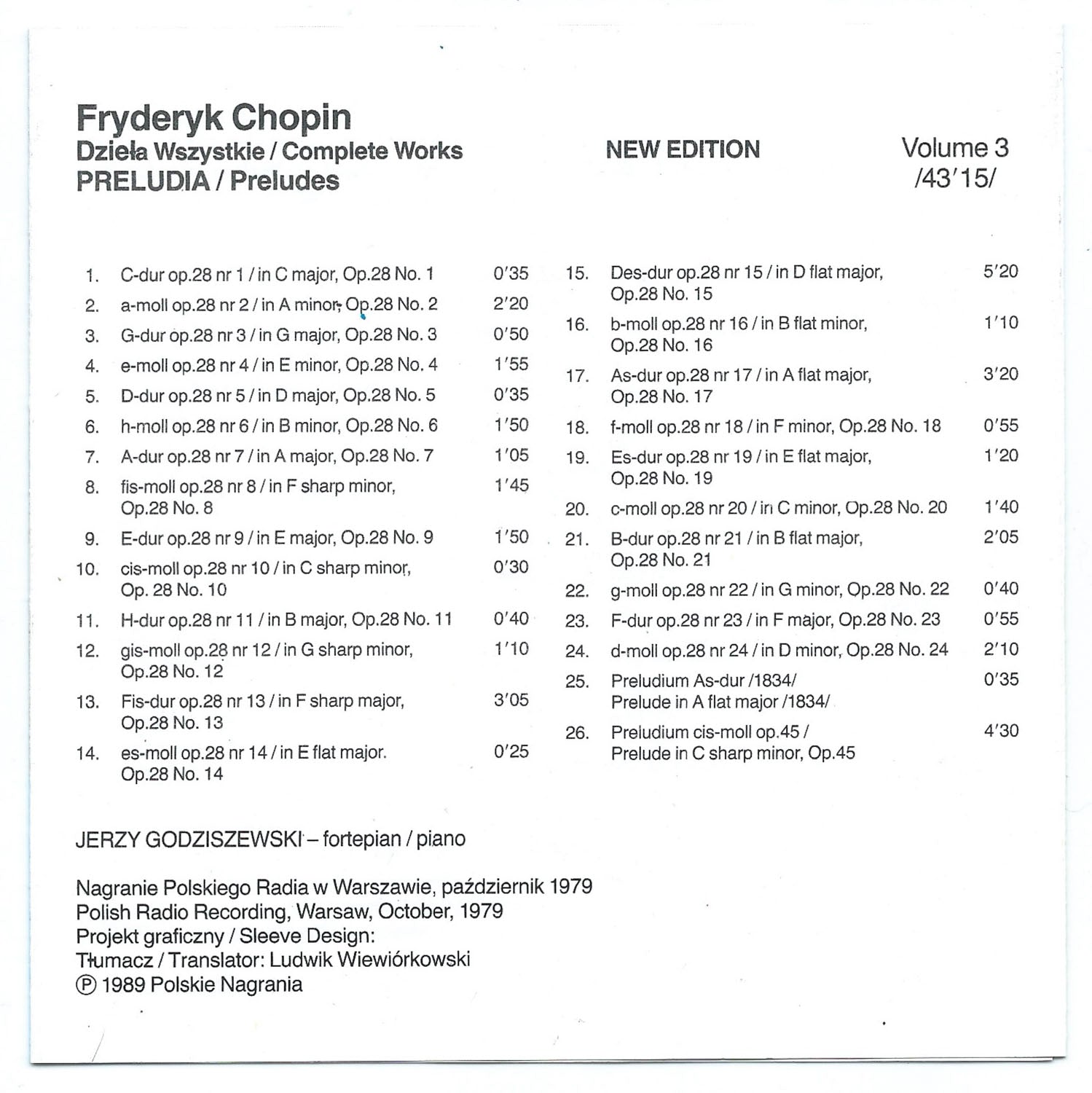 Fryderyk Chopin - Dziela Wszystkie / Complete Works vol 3