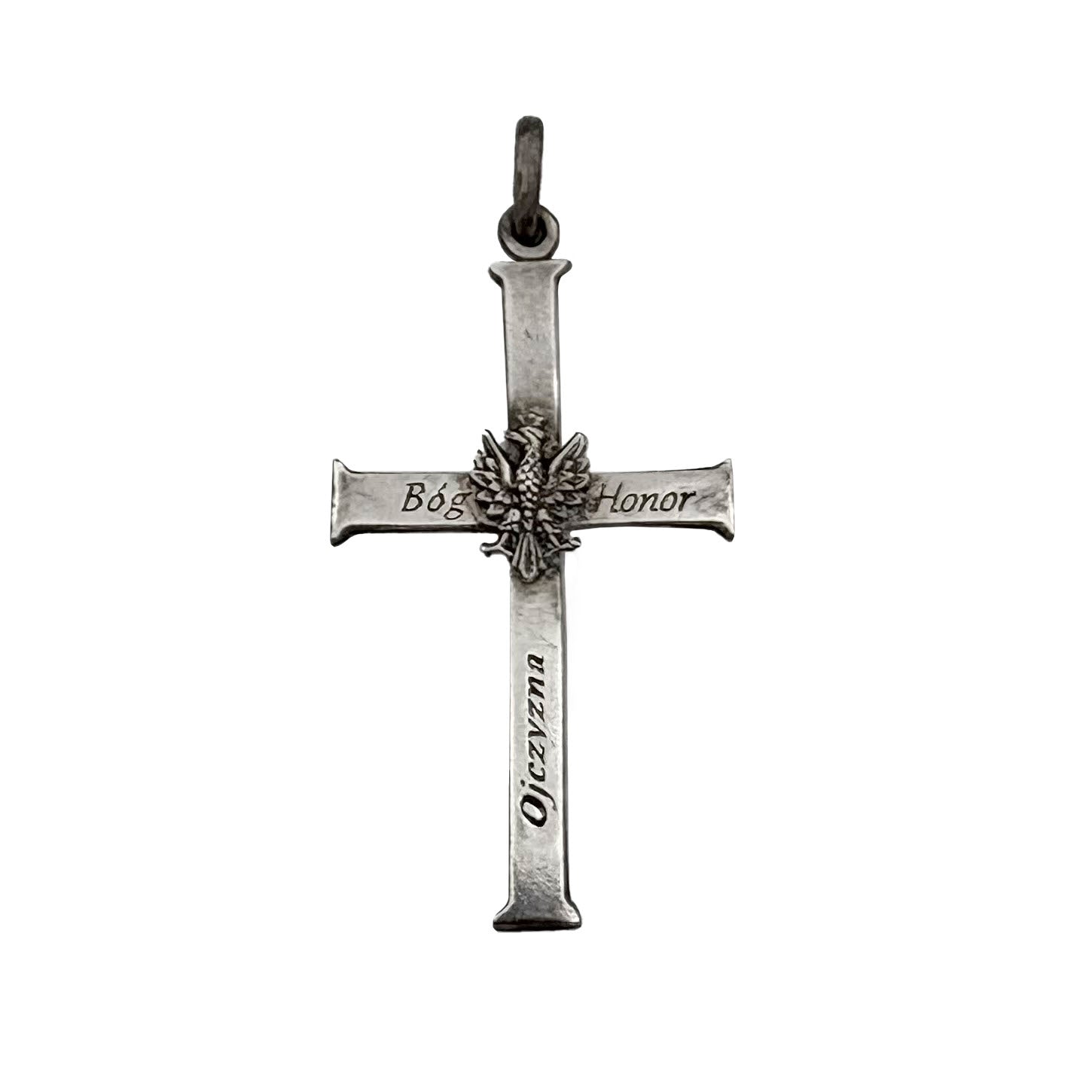 .925 Silver White Eagle Cross Pendant