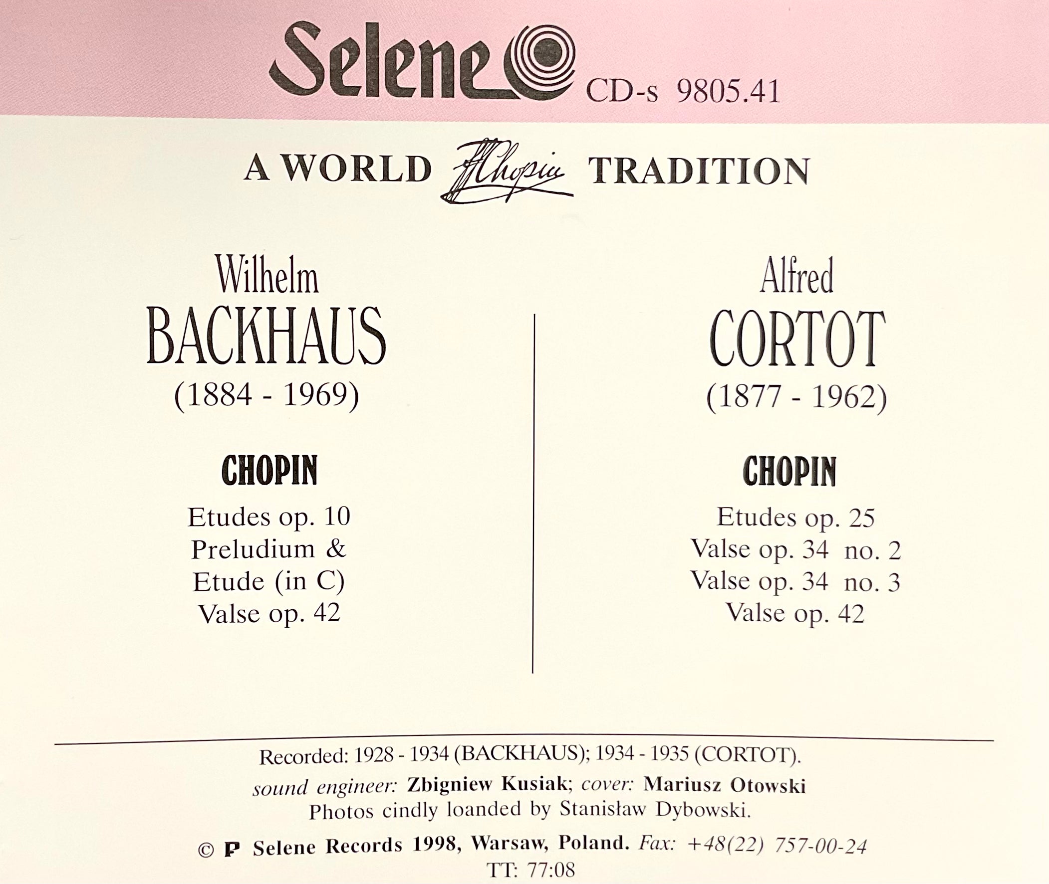 A World Chopin Tradition - Wilhelm Backhaus - Alfred Cortot