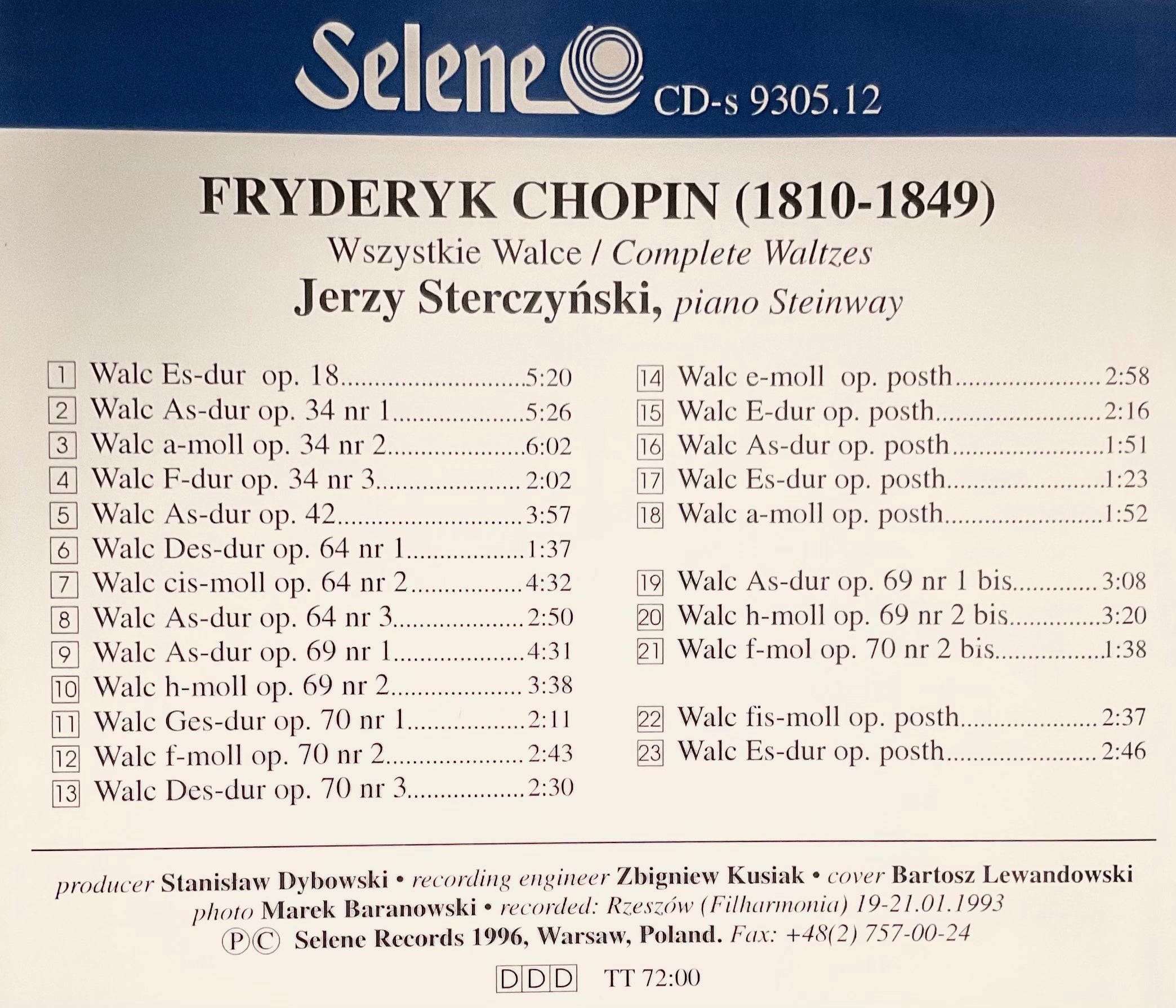 Chopin | Complete Waltzes - Jerzy Sterczynski