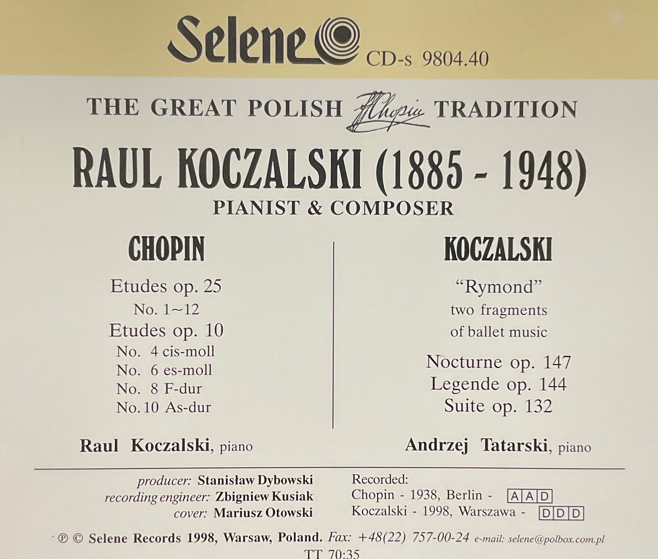 The Great Polish Chopin Tradition - Raul Koczalski vol III