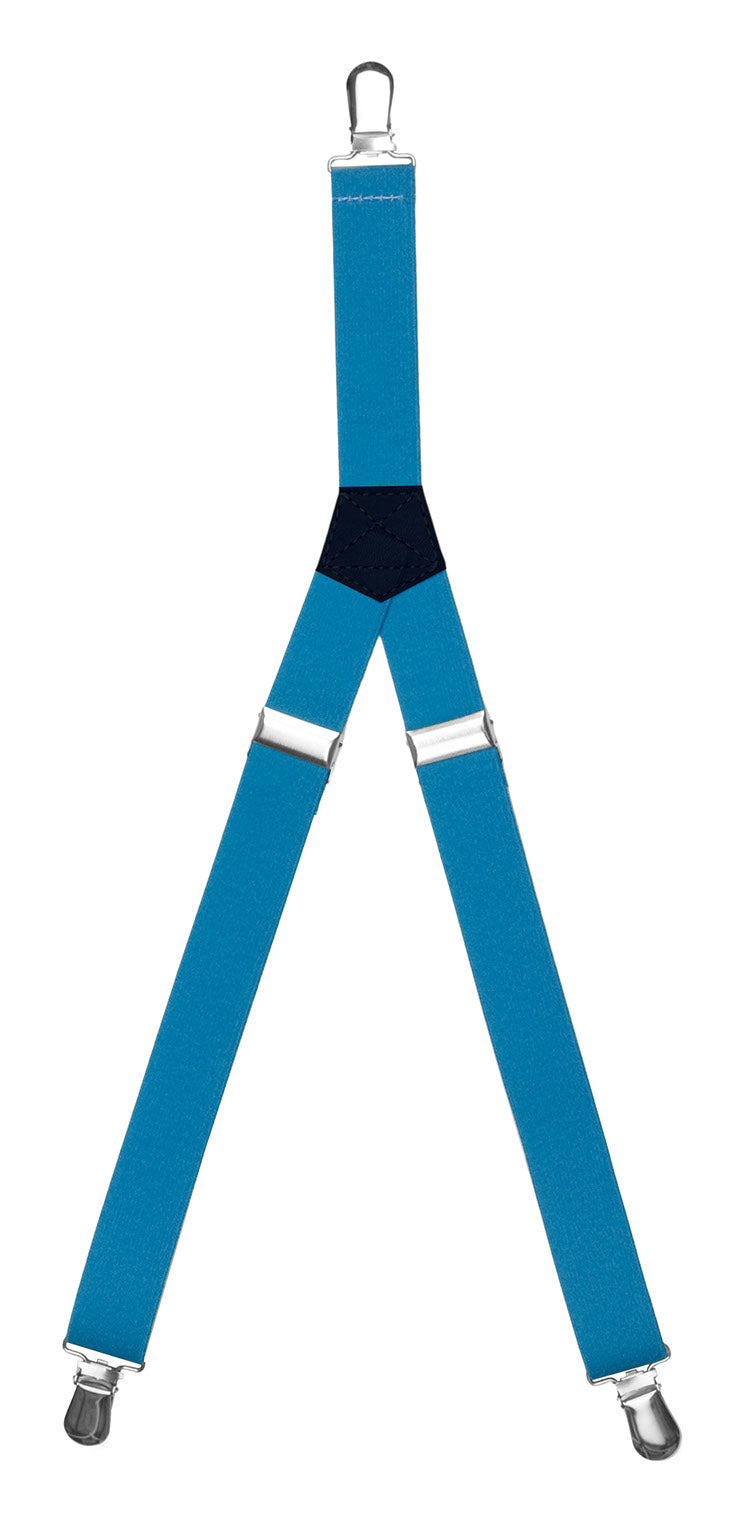 Solid Kid's Clip Suspenders - Aqua Blue