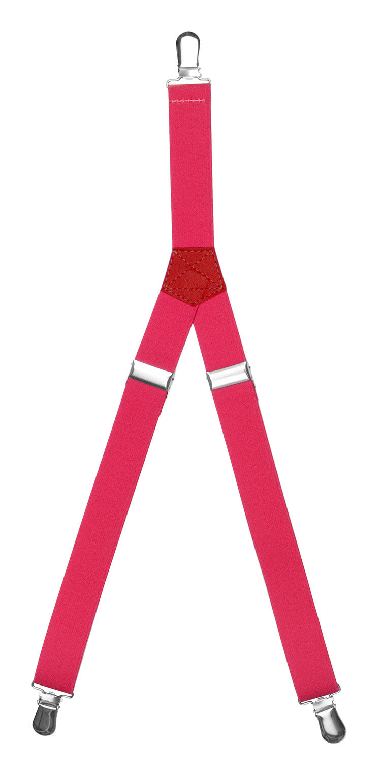 Solid Kid's Clip Suspenders - Punch Pink
