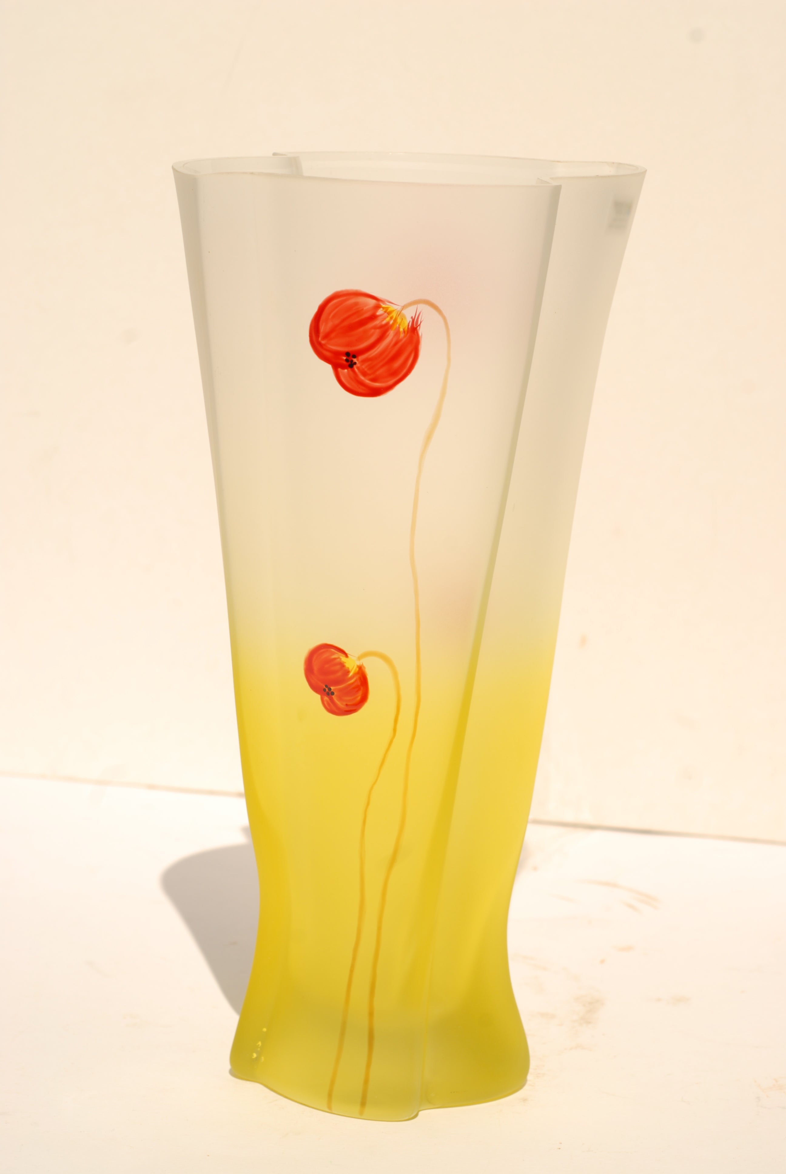 Glass Vase - Poppy Flower Series, 7 inches Wide
