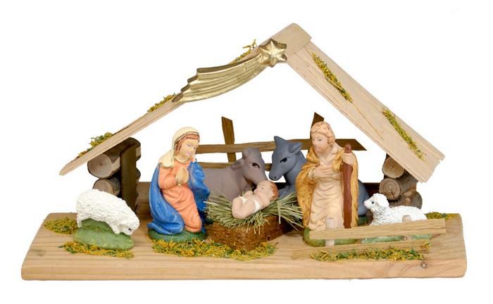 Medium Wooden Crèche, 11 inches Long