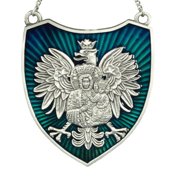 Ryngraf - Black Madonna on White Eagle, Blue, Antique Silver