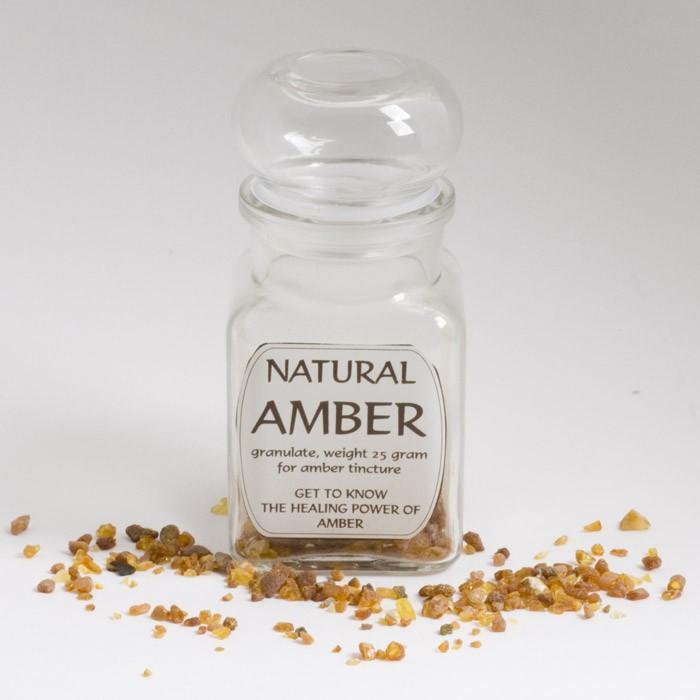 Glass Jar of Natural Amber in Granule Form, 10 grams