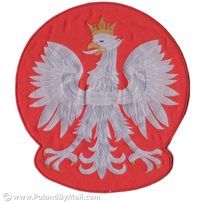 Sew-On Patch - Large Polish White Eagle, Red Background