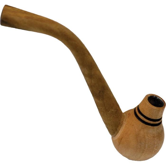 Small Hand Carved, Decorative Wooden Pipe: Curved Stem 4.5"L