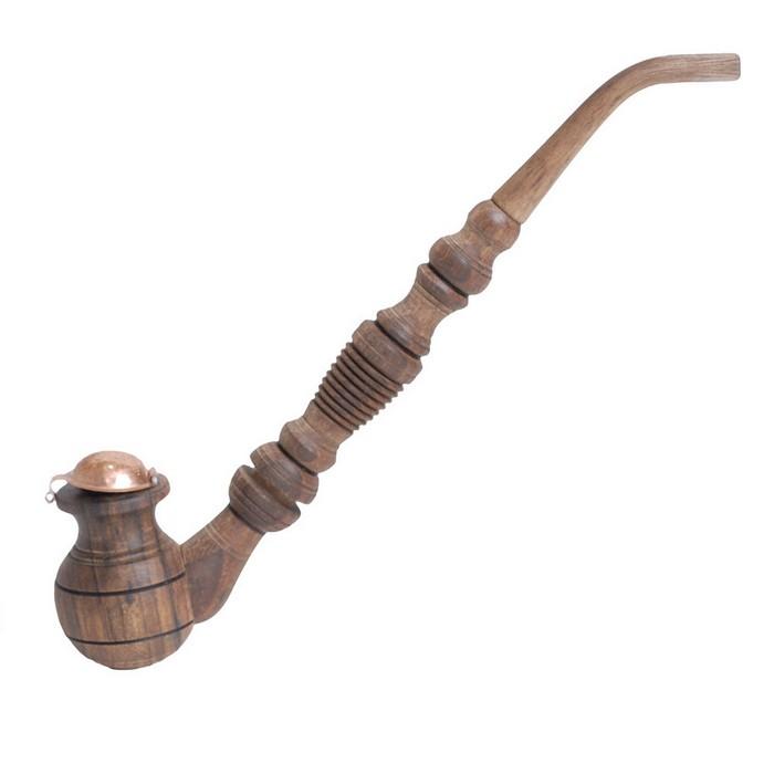 Decorative Wooden Smoking Pipe with Lid, 10 inches