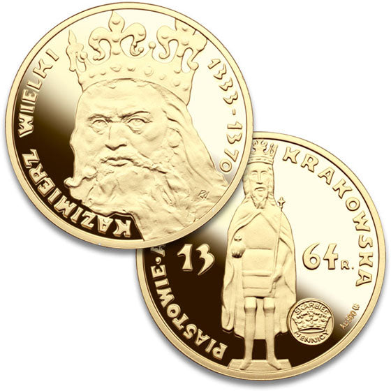 24K GP 925pf Silver Medal - Piast Dynasty, King Wielki